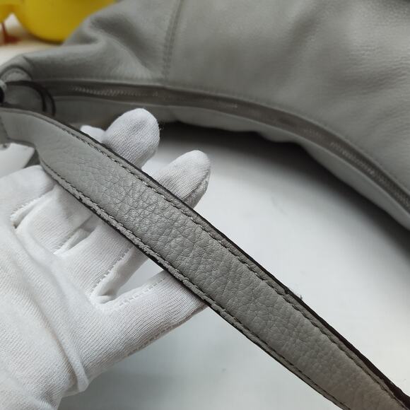 Michael Kors Gray Pebbled Leather Pushlock Zipper Hobo Shoulder Bag - Picture 8 of 16